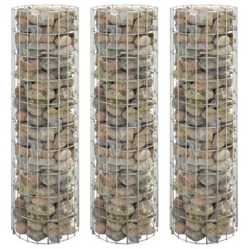 Gossi strat inaltat gabion 3 buc. Ø30x100 cm otel galvanizat circular