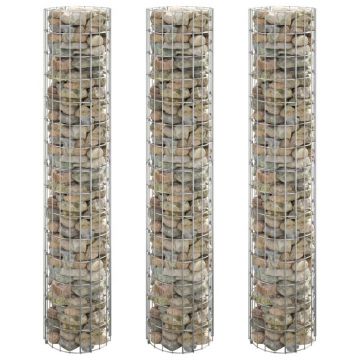 Gossi strat inaltat gabion 3 buc. Ø30x150 cm otel galvanizat circular