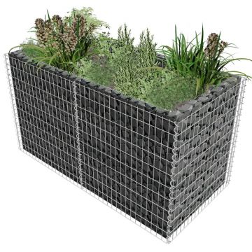 Gossi strat inaltat gabion, argintiu, 180 x 90 x 100 cm, otel