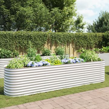 Gossi strat inaltat gradina, argintiu 400x80x81 cm, otel galvanizat