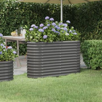 Gossi strat inaltat gradina gri 114x40x68cm otel vopsit electrostatic