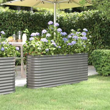 Gossi strat inaltat gradina gri 152x40x68cm otel vopsit electrostatic