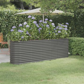 Gossi strat inaltat gradina gri 224x40x68cm otel vopsit electrostatic