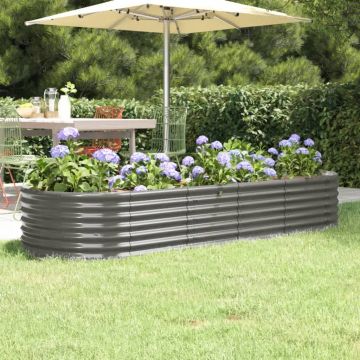 Gossi strat inaltat gradina gri 224x80x36cm otel vopsit electrostatic