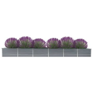 Gossi strat inaltat gradina, gri, 480x80x45 cm, otel galvanizat
