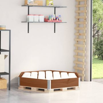 Gossi strat inaltat, maro, 160x160 cm, lemn masiv pin, hexagon