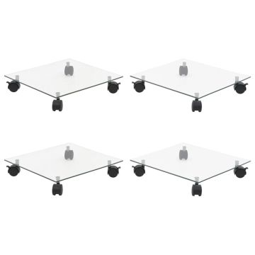 Gossi suport cu role de plante 4 buc 35x35cm sticla securizata patrat