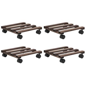Gossi suport cu role pentru plante, 4 buc., 25x25 cm, lemn de cedru