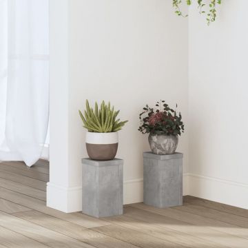 Gossi suport de plante, 2 buc., gri beton, 10x10x18 cm lemn prelucrat