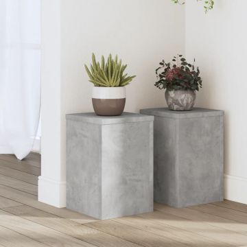 Gossi suport de plante, 2 buc., gri beton, 20x20x30 cm lemn prelucrat