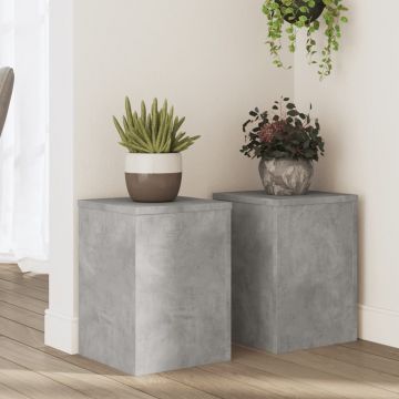 Gossi suport de plante, 2 buc., gri beton, 25x25x35 cm lemn prelucrat