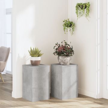 Gossi suport de plante, 2 buc., gri beton, 30x30x50 cm lemn prelucrat