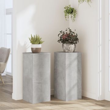 Gossi suport de plante, 2 buc., gri beton, 30x30x70 cm lemn prelucrat