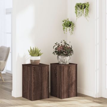 Gossi suport de plante 2buc. stejar maro 30x30x50cm lemn prelucrat