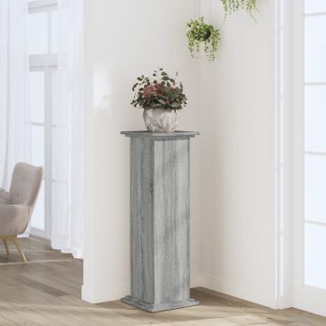 Gossi suport de plante, sonoma gri, 33x33x100 cm, lemn prelucrat