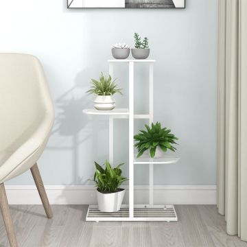 Gossi suport pentru flori cu 4 nivele, alb, 43x22x76 cm, metal