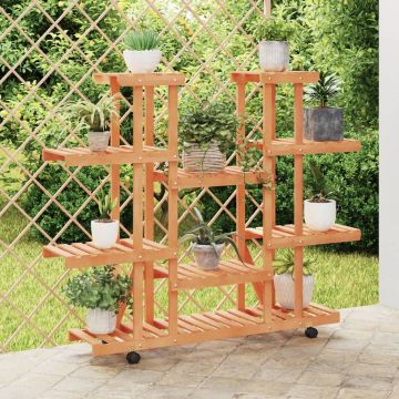 Gossi suport pentru flori cu roti, 110x25x115 cm, lemn masiv de brad