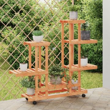 Gossi suport pentru flori cu roti, 95x25x101 cm, lemn masiv de brad