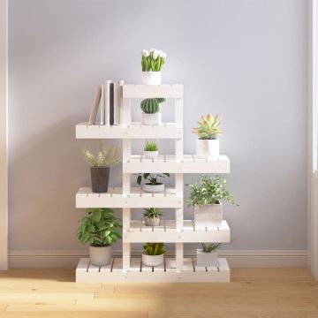 Gossi suport pentru plante, alb, 85x25x109,5 cm, lemn masiv de pin