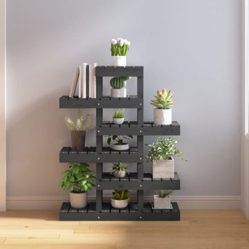 Gossi suport pentru plante, gri, 85x25x109,5 cm, lemn masiv de pin