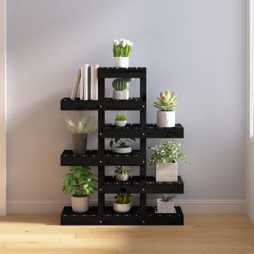 Gossi suport pentru plante, negru, 85x25x109,5 cm, lemn masiv de pin
