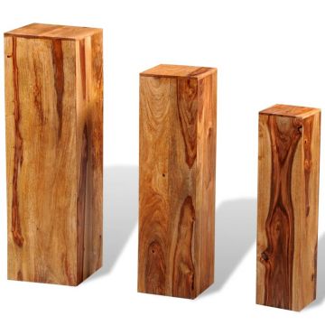 Gossi suport plante 3 piese lemn masiv de palisandru maro