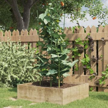 Gossi suport plante de gradina cu 3 inele, 5 buc, verde, 45 cm, otel