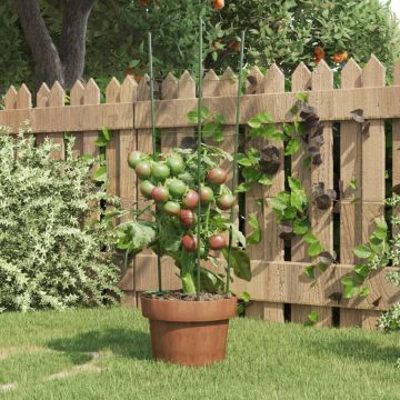 Gossi suport plante de gradina cu 3 inele, 5 buc, verde, 60 cm, otel