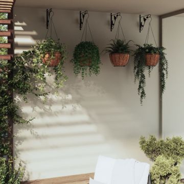 Gossi suporturi de jardiniere cos suspendate 4 buc, negru, otel