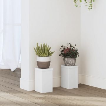 Gossi suporturi de plante, 2 buc., alb, 10x10x18 cm, lemn prelucrat