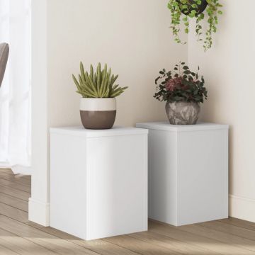 Gossi suporturi de plante, 2 buc., alb, 25x25x35 cm, lemn prelucrat