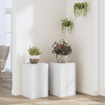 Gossi suporturi de plante, 2 buc., alb, 30x30x50 cm, lemn prelucrat