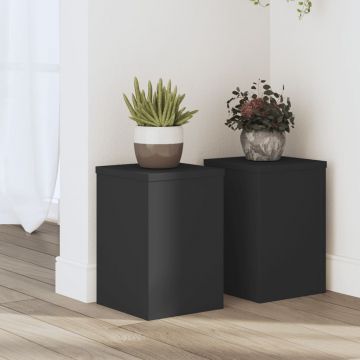 Gossi suporturi de plante, 2 buc., negru, 20x20x30 cm, lemn prelucrat