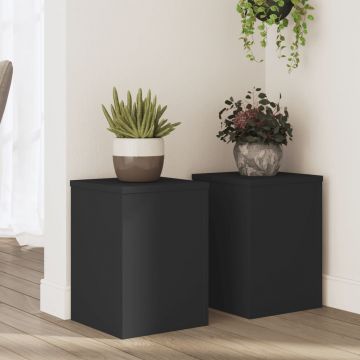 Gossi suporturi de plante, 2 buc., negru, 25x25x35 cm, lemn prelucrat