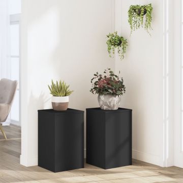 Gossi suporturi de plante, 2 buc., negru, 30x30x50 cm, lemn prelucrat