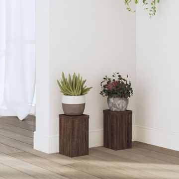 Gossi suporturi de plante 2 buc. stejar maro 10x10x18cm lemn compozit