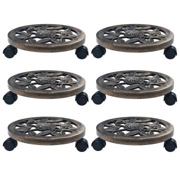 Gossi suporturi de plante cu role, 6 buc., bronz, 30 cm, plastic