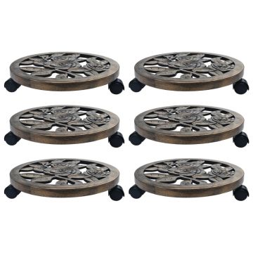 Gossi suporturi de plante cu role, 6 buc., bronz, 38 cm, plastic