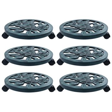 Gossi suporturi de plante cu role, 6 buc., verde, 38 cm, plastic