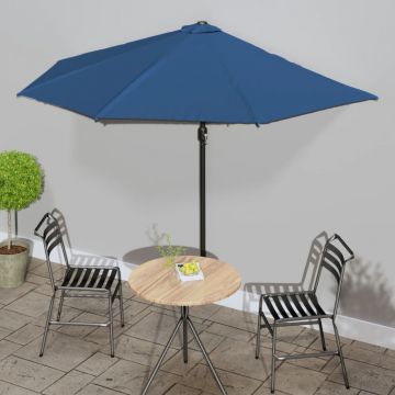 Gossi umbrela balcon, tija aluminiu albastru 300x155x223cm semirotund