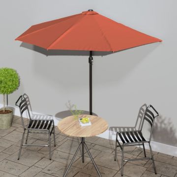 Gossi umbrela balcon tija aluminiu caramiziu 270x144x222cm semirotund