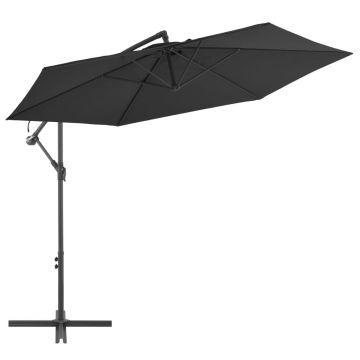 Gossi umbrela consola de gradina cu stalp din aluminiu, negru, 300 cm