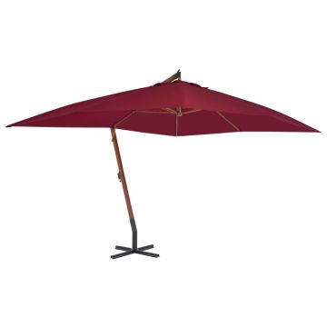 Gossi umbrela consola de gradina cu stalp din lemn, bordo, 400x300 cm