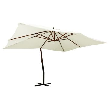 Gossi umbrela consola de gradina stalp din lemn, nisipiu, 400x300 cm