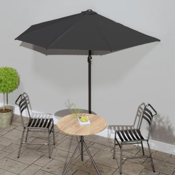 Gossi umbrela de balcon tija aluminiu negru 270x144x222cm semicerc