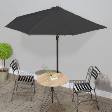 Gossi umbrela de balcon tija aluminiu negru 300x155x223cm semirotund