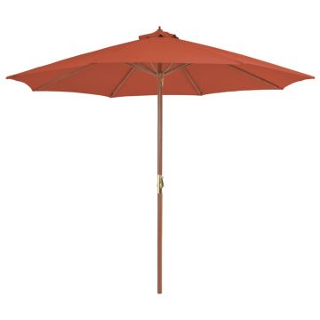 Gossi umbrela de exterior cu stalp din lemn, 300 cm, teracota