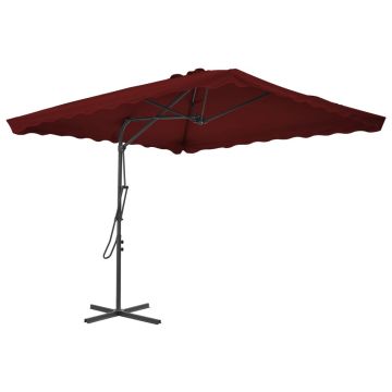 Gossi umbrela de exterior cu stalp din otel, bordo, 250x250x230 cm
