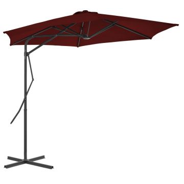 Gossi umbrela de exterior cu stalp din otel, bordo, 300x230 cm