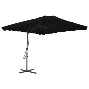Gossi umbrela de exterior cu stalp din otel, negru, 250x250x230 cm